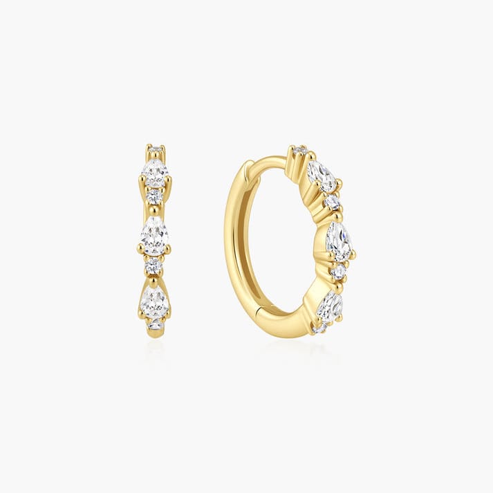 EAR-GPL Gold Teardrop Trio Huggie Hoop Earrings