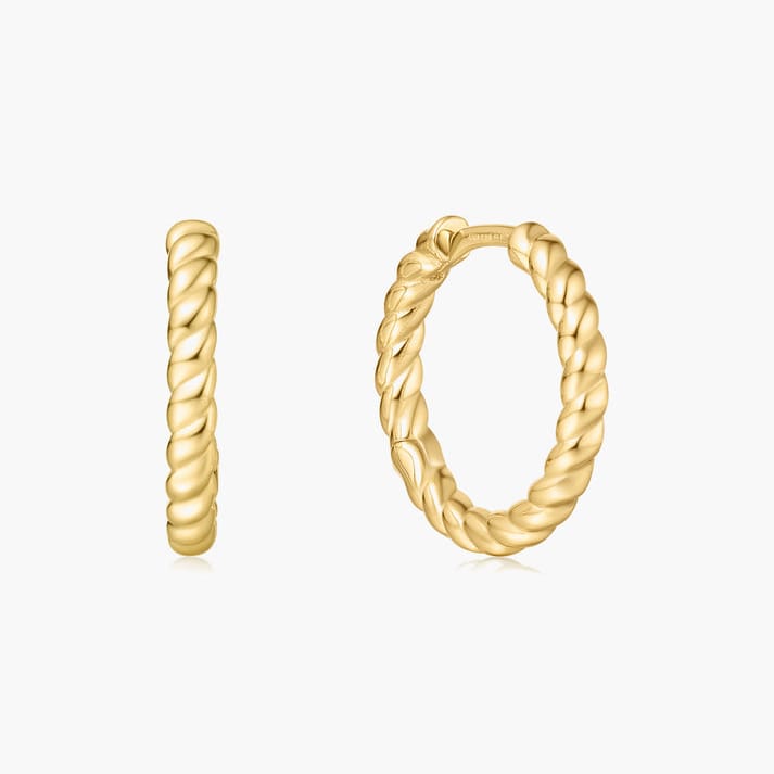 EAR-GPL Gold Texture Medium Huggie Hoop Earrings