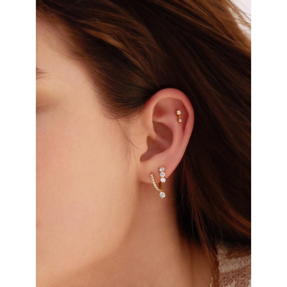 EAR-GPL Gold Trio Sparkle Huggie Hoop Earrings