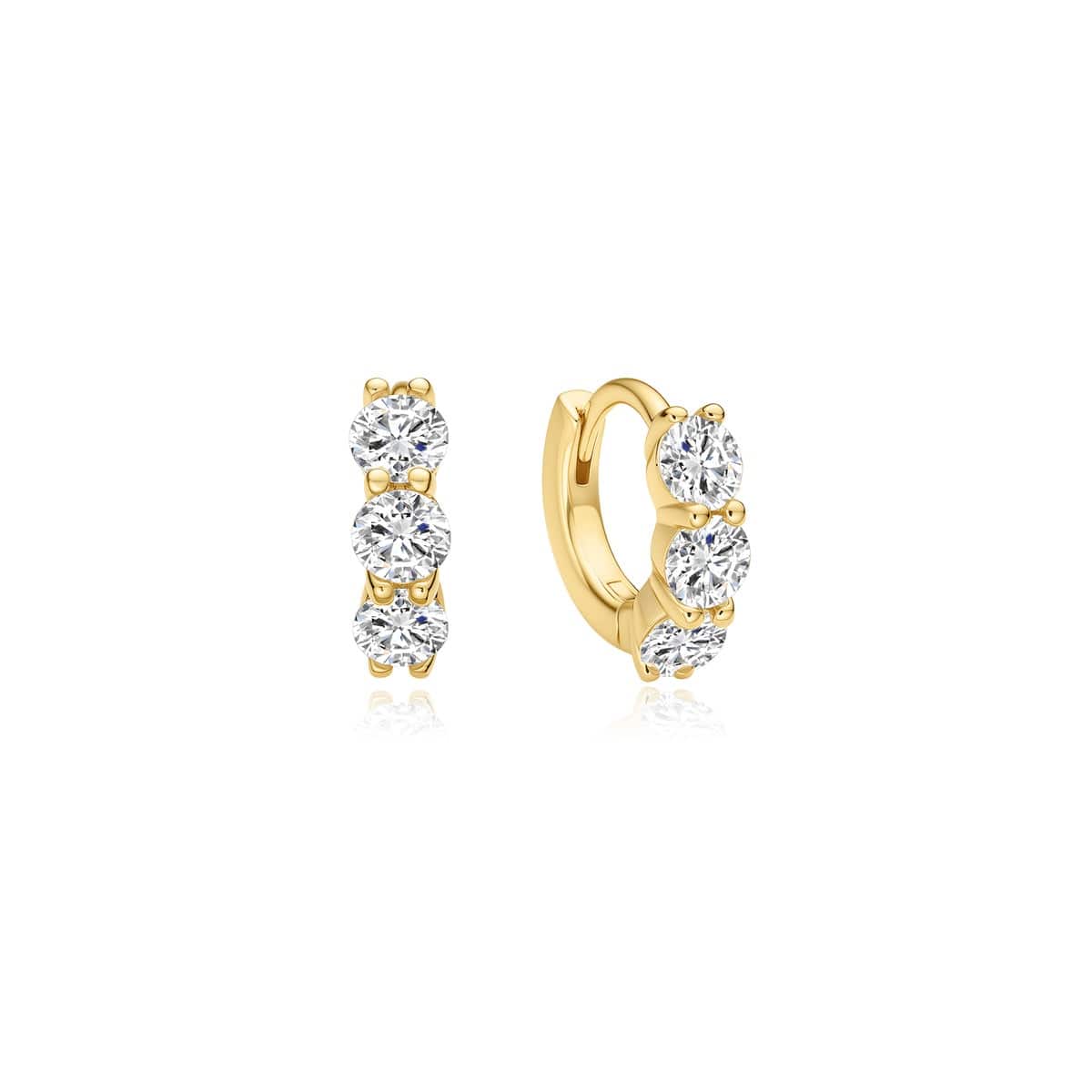 EAR-GPL Gold Trio Sparkle Huggie Hoop Earrings