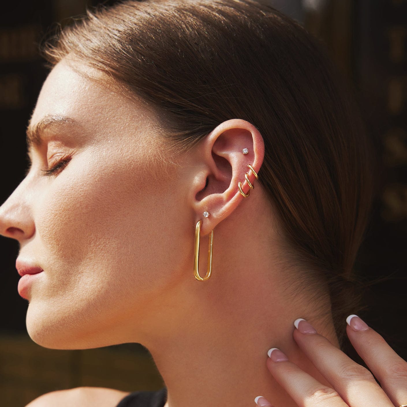 EAR-GPL Gold Tube Oversized U Hoop Earrings