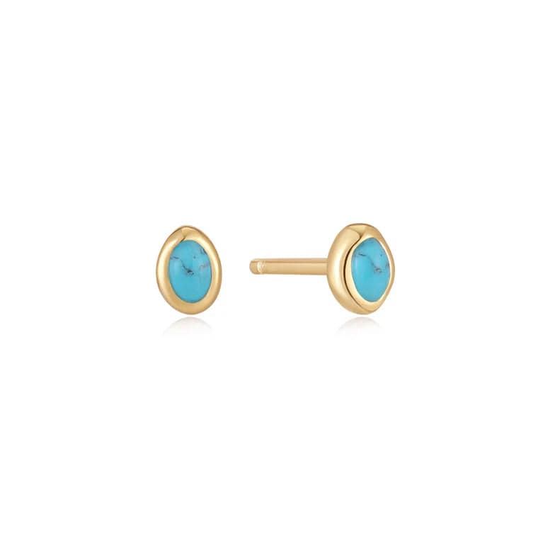 EAR-GPL Gold Turquoise Wave Stud Earrings