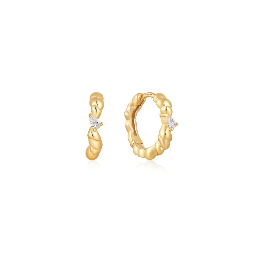 Gold Twisted Wave Huggie Hoop Earrings – Dandelion Jewelry