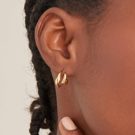 EAR-GPL Gold Wave Double Hoop Stud Earrings