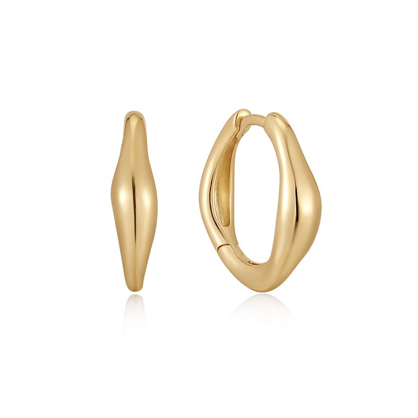 EAR-GPL Gold Wave Huggie Hoop Earrings