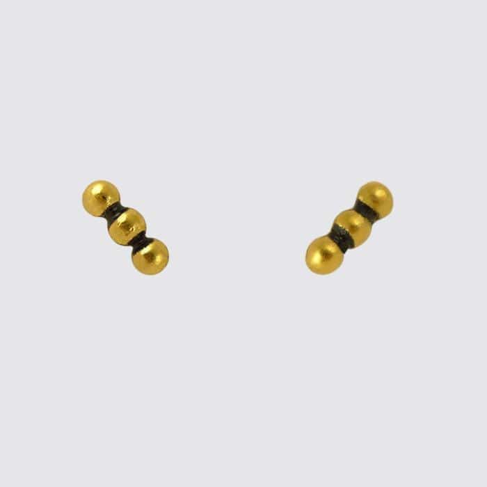 EAR-GPL Granulated Three Ball LinePost Earring - Gold Plat