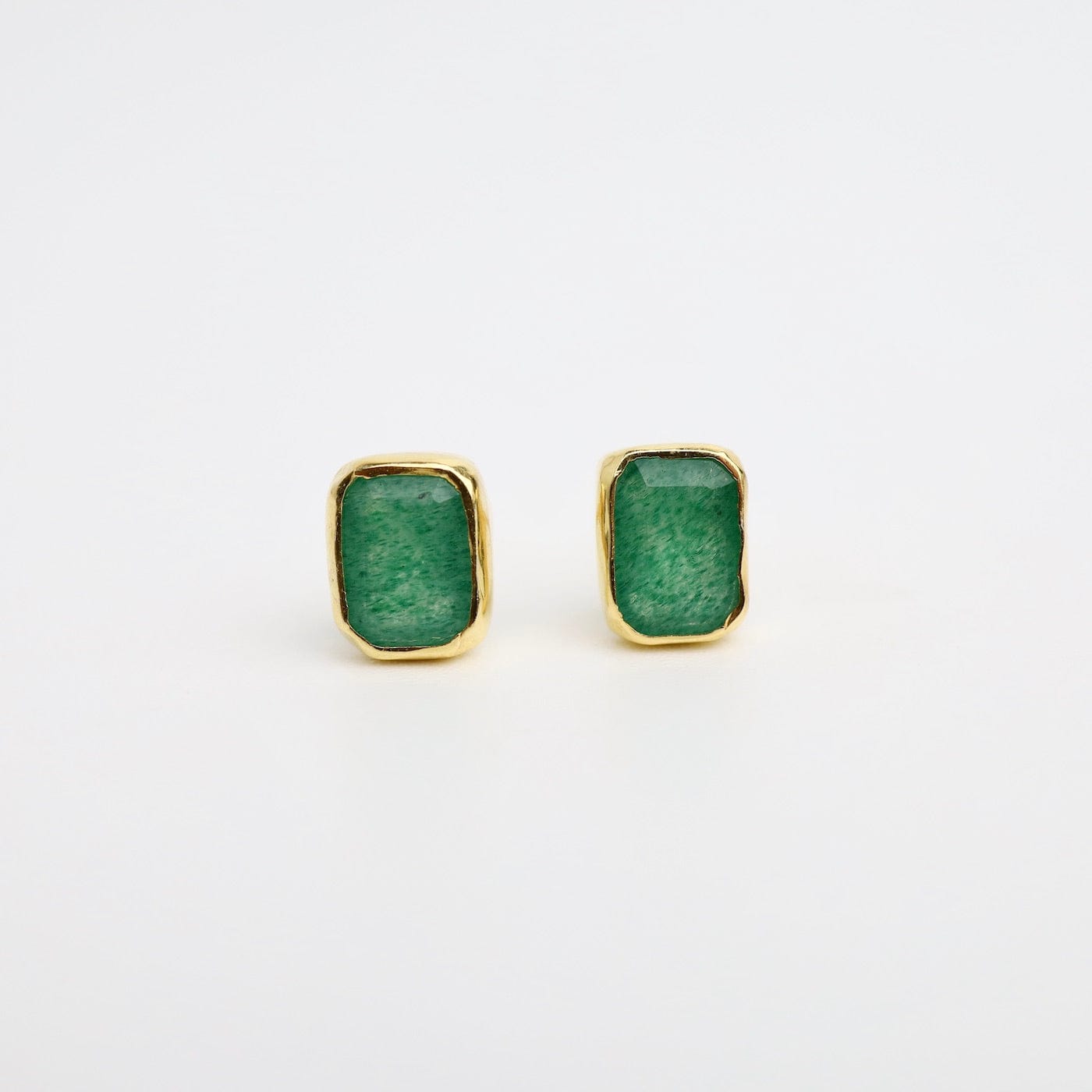 EAR-GPL Green Aventurine Baguette Stud Earrings