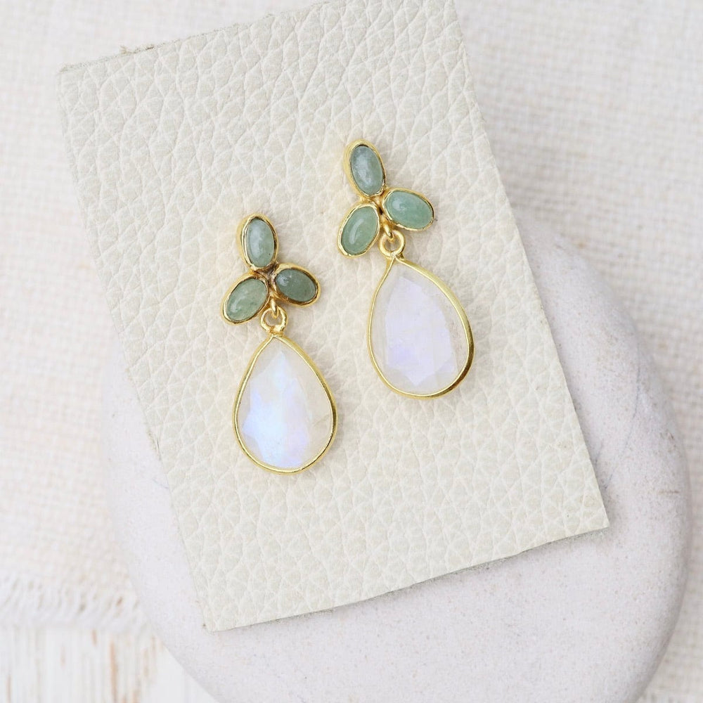 EAR-GPL Green Aventurine & Moonstone Post Earrings