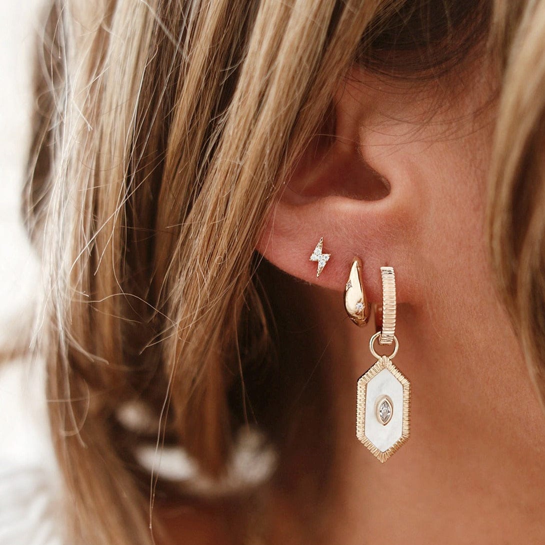 EAR-GPL Guardian Hoops- Mother of Pearl- Gold Plated Brass