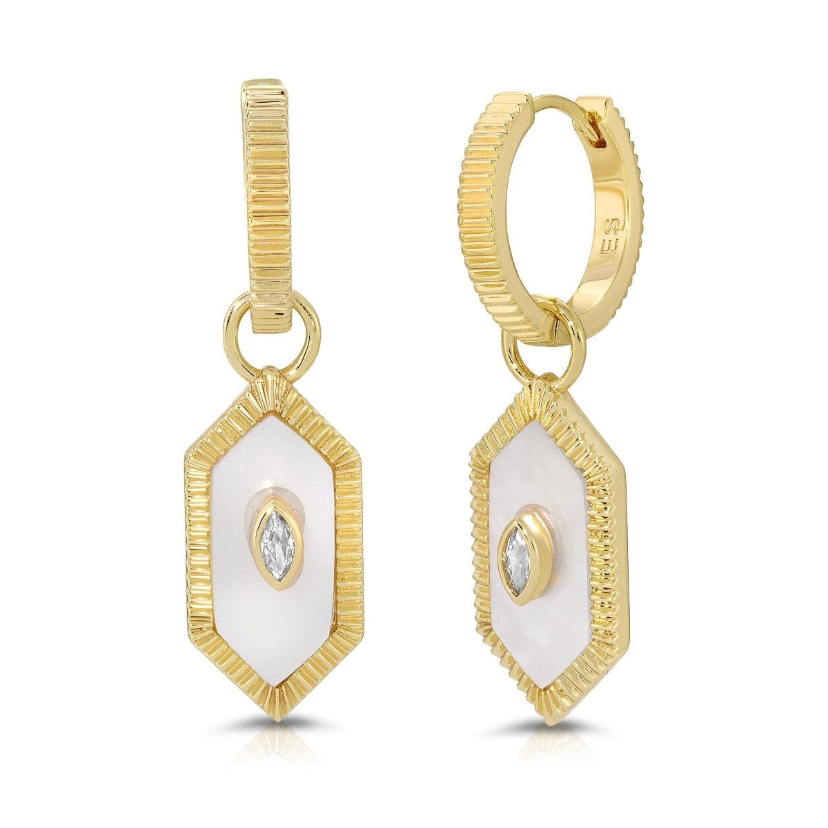 EAR-GPL Guardian Hoops- Mother of Pearl- Gold Plated Brass
