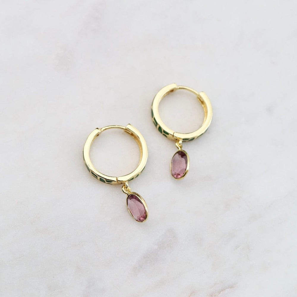 
                      
                        EAR-GPL Hand Enameled Hoop Earrings Gold - Rhodolite
                      
                    