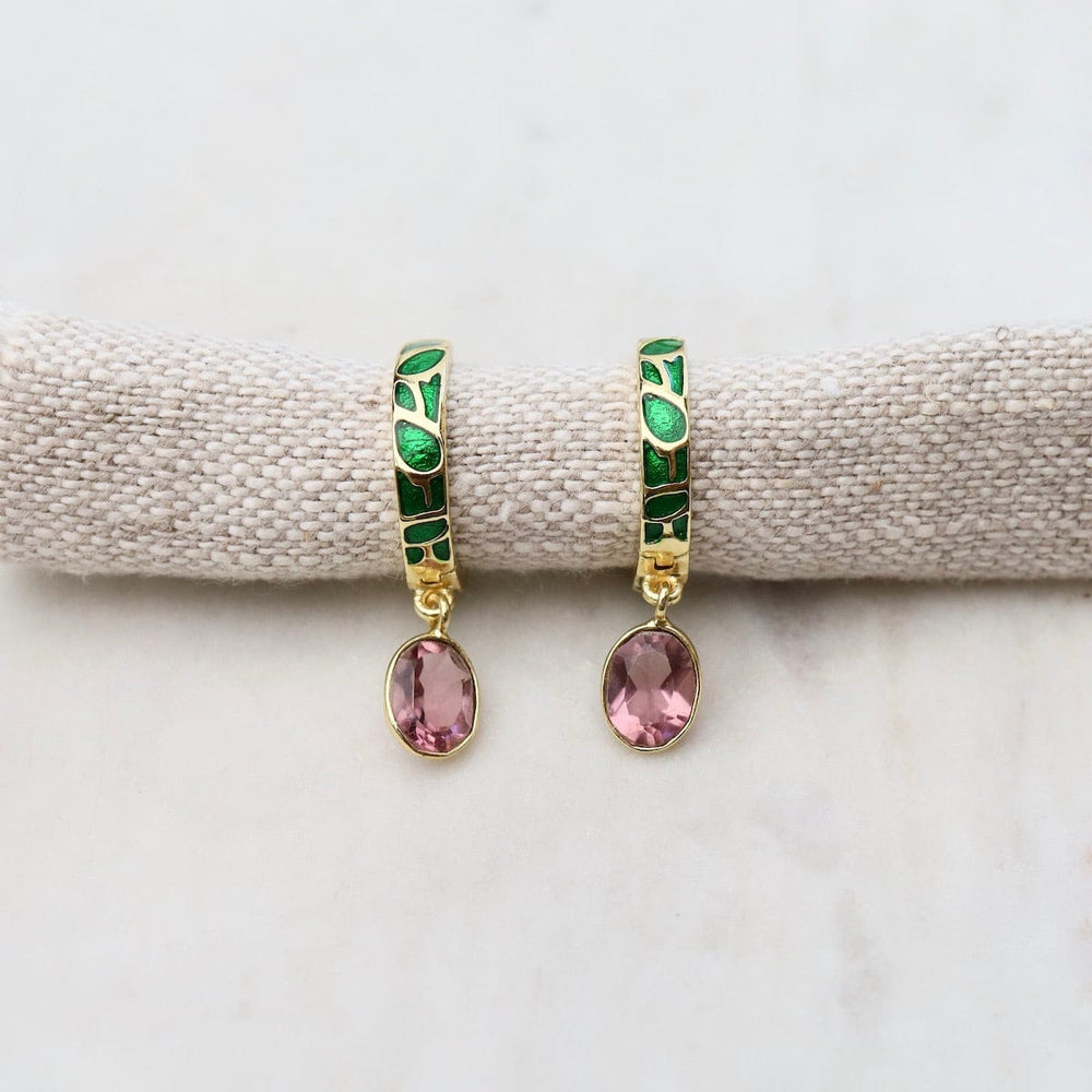 
                      
                        EAR-GPL Hand Enameled Hoop Earrings Gold - Rhodolite
                      
                    