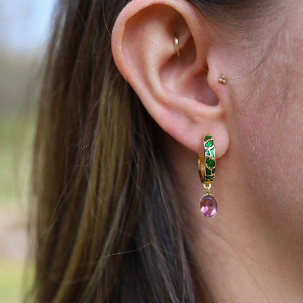 
                      
                        EAR-GPL Hand Enameled Hoop Earrings Gold - Rhodolite
                      
                    