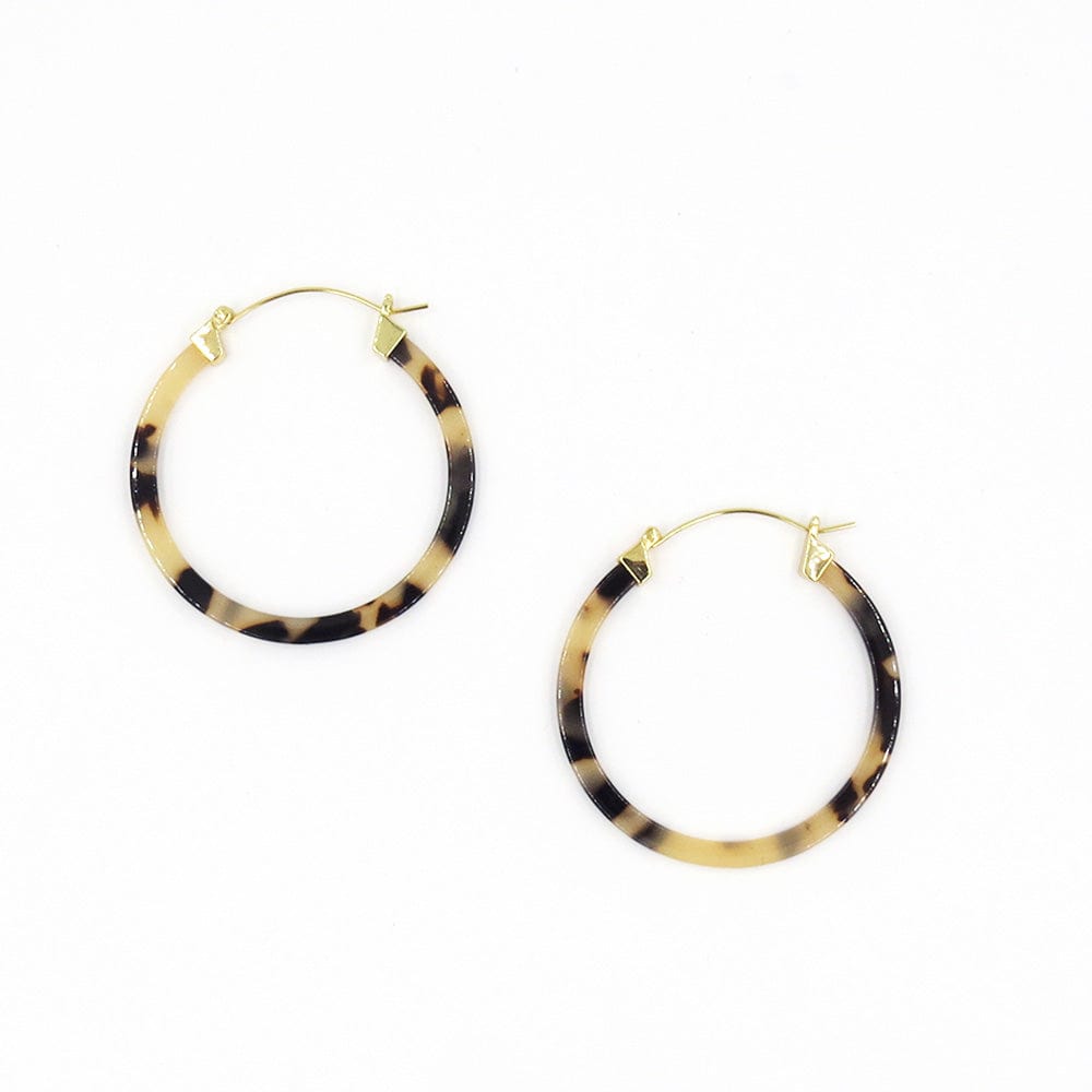 EAR-GPL HONEY TORTOISE RESIN HOOP EARRING