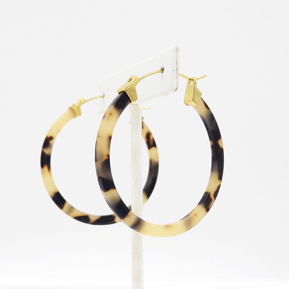 EAR-GPL HONEY TORTOISE RESIN HOOP EARRING