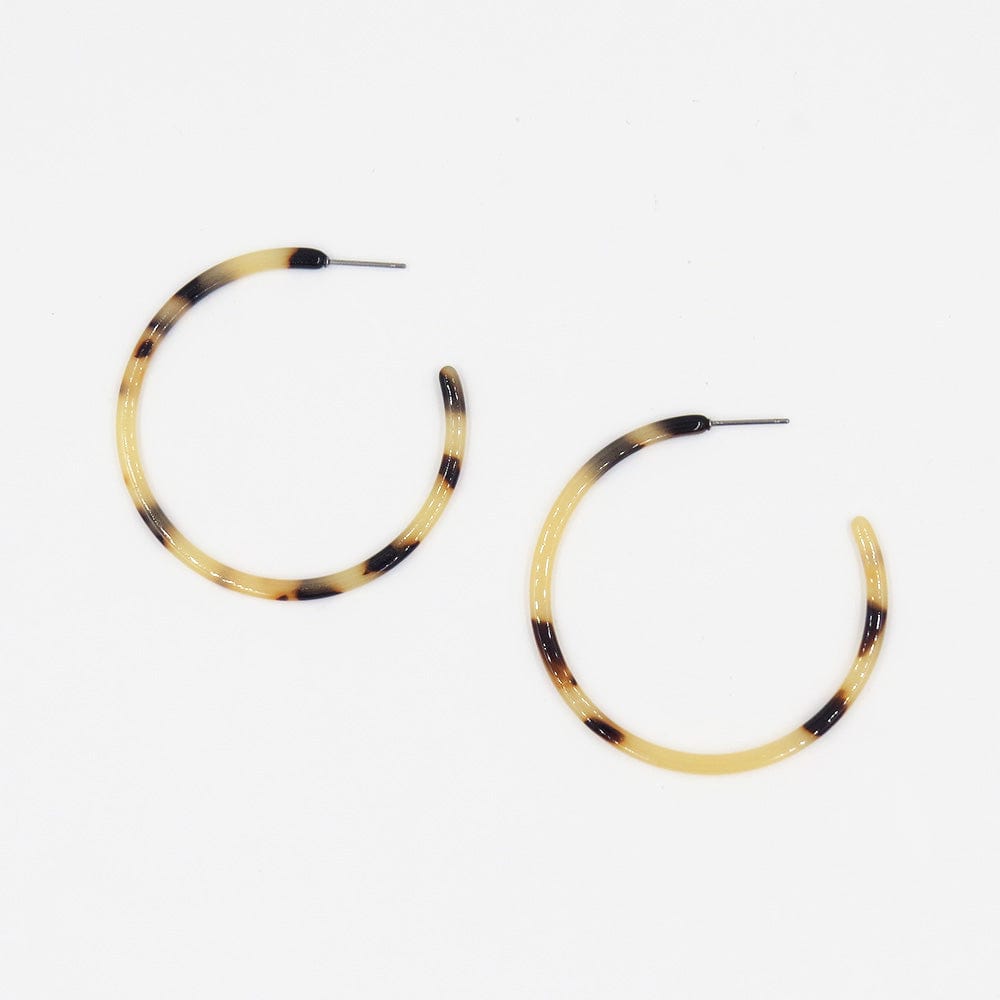 EAR-GPL HONEY TORTOISE THIN RESIN HOOP EARRING