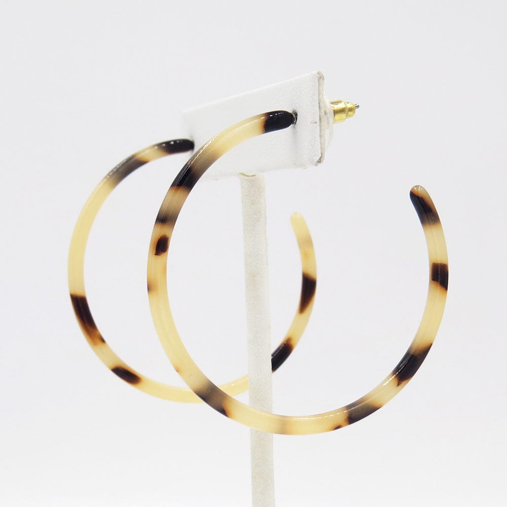 EAR-GPL HONEY TORTOISE THIN RESIN HOOP EARRING