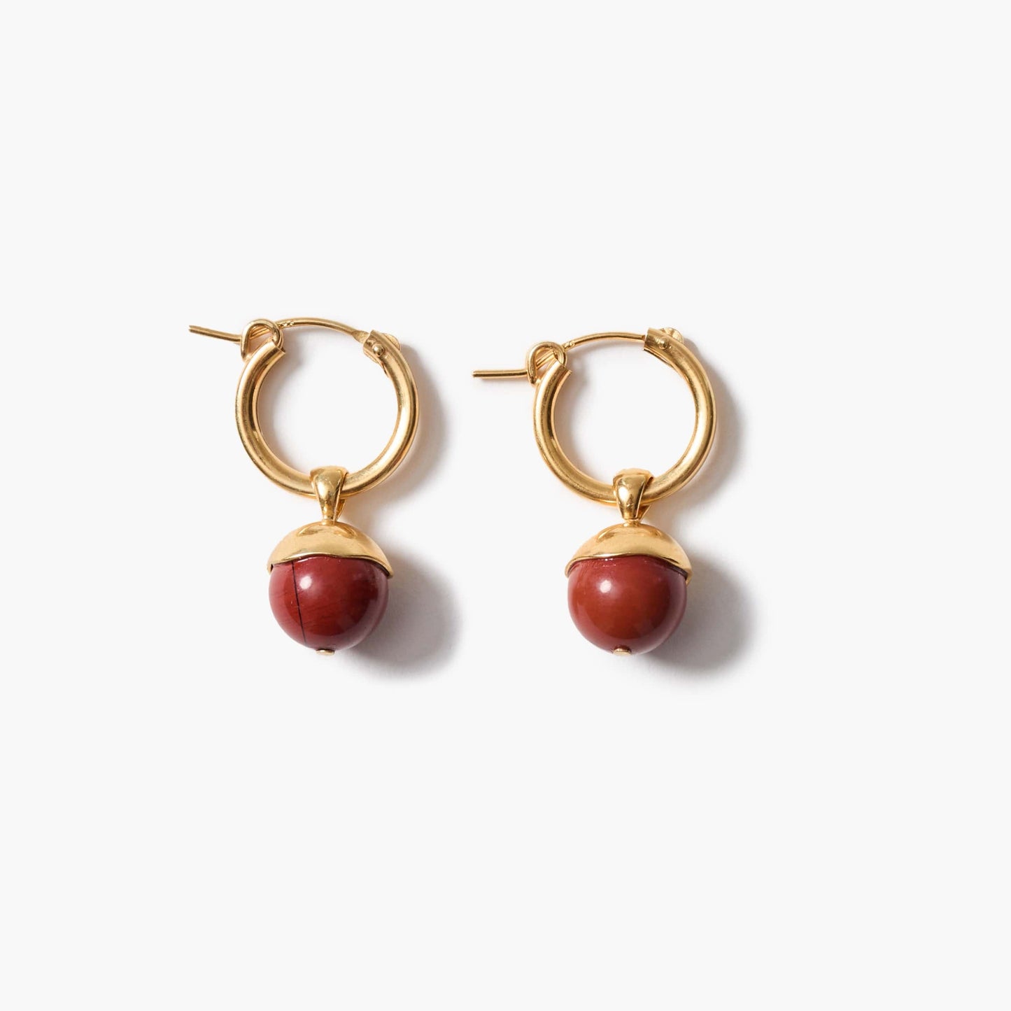 EAR-GPL Hoops with Drop Ball - Red Jasper