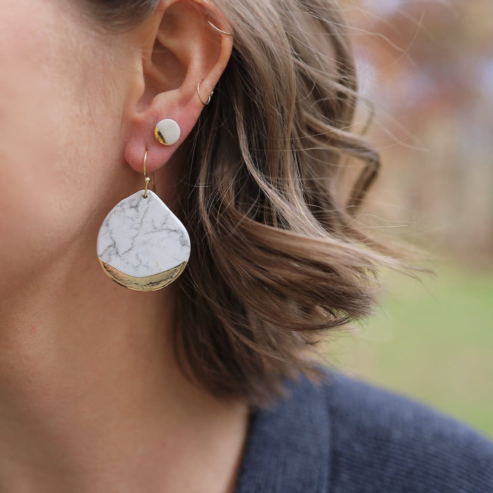 
                      
                        EAR-GPL Howlite Gold Dipped Teardrop Earring
                      
                    