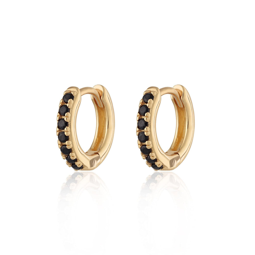 
                      
                        EAR-GPL Huggie Earrings With Black Stones - 18k Gold Plate
                      
                    