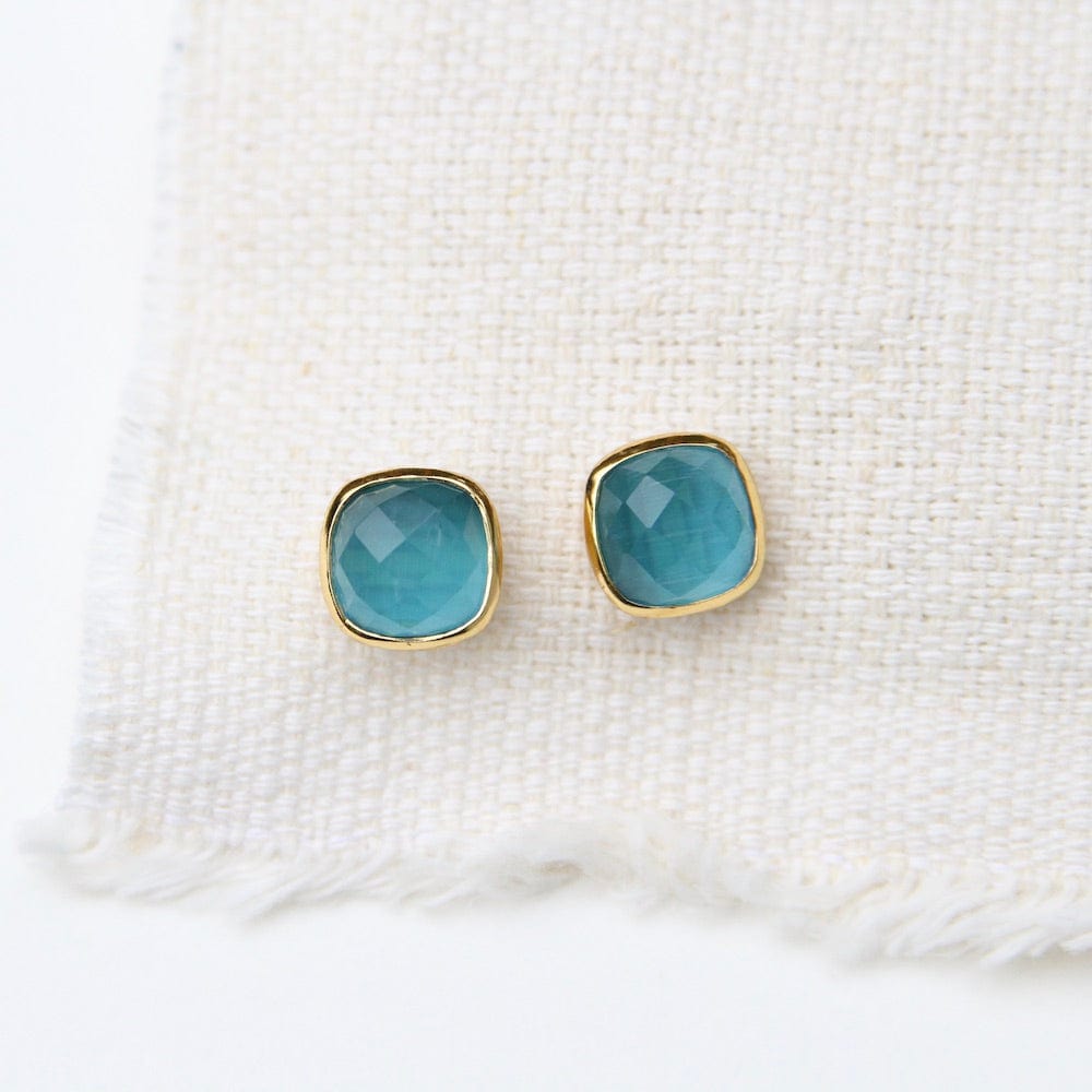 EAR-GPL Ice Blue Asha Square Studs