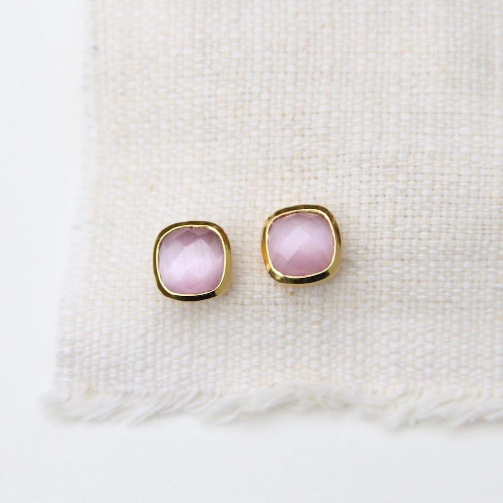 EAR-GPL Ice Rose Asha Square Studs