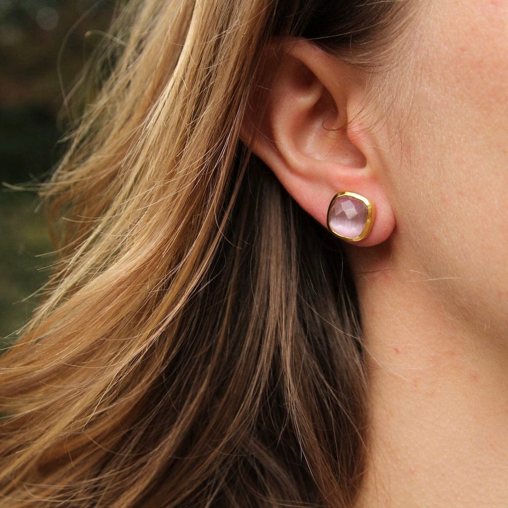 EAR-GPL Ice Rose Asha Square Studs