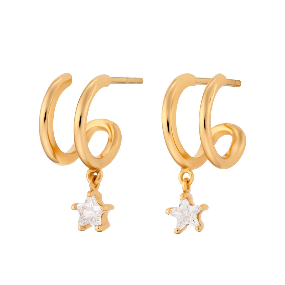 EAR-GPL Illusion Hoop Earrings with Star Drop