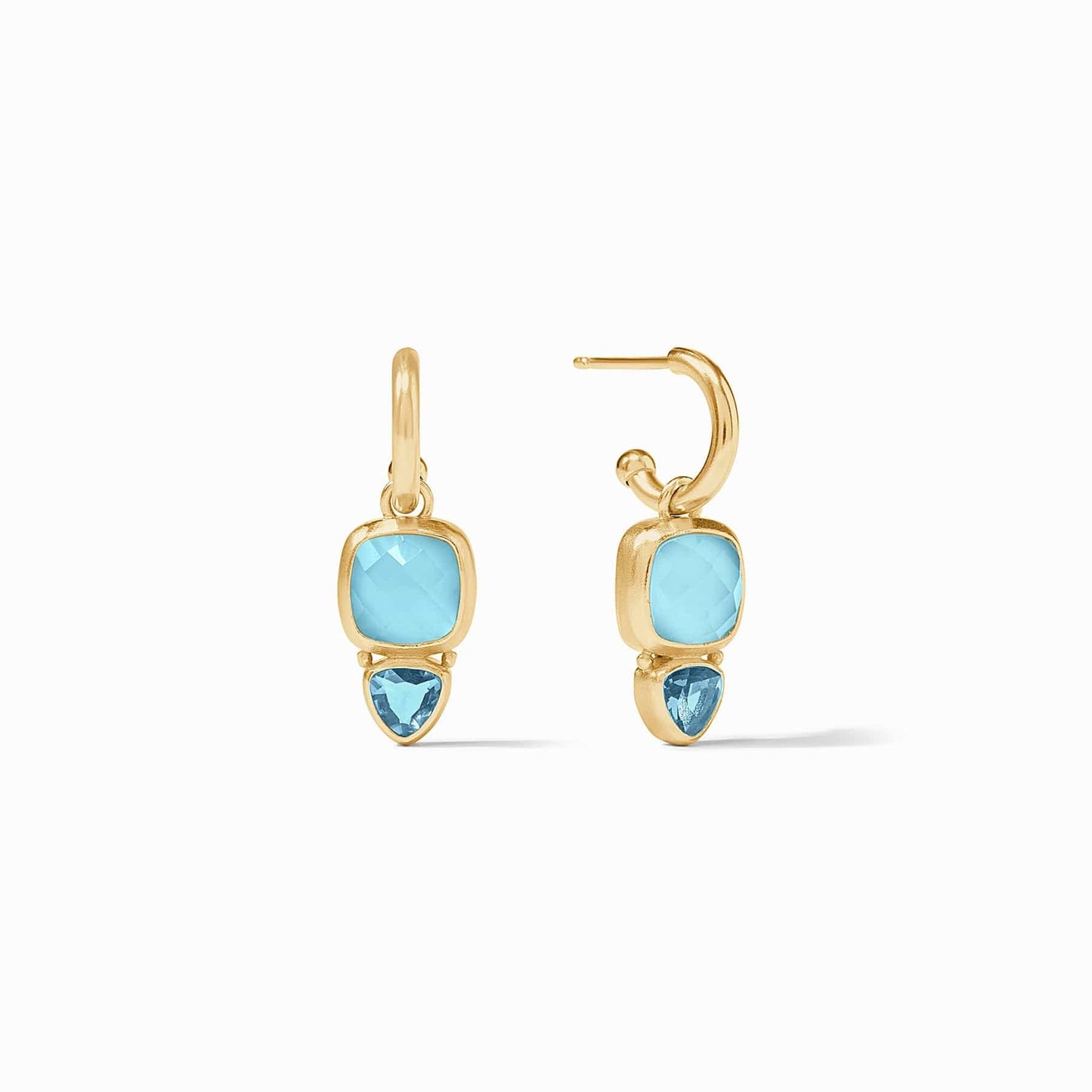 EAR-GPL Iridescent Capri Blue Aquitaine Duo Hoop & Charm Earrings