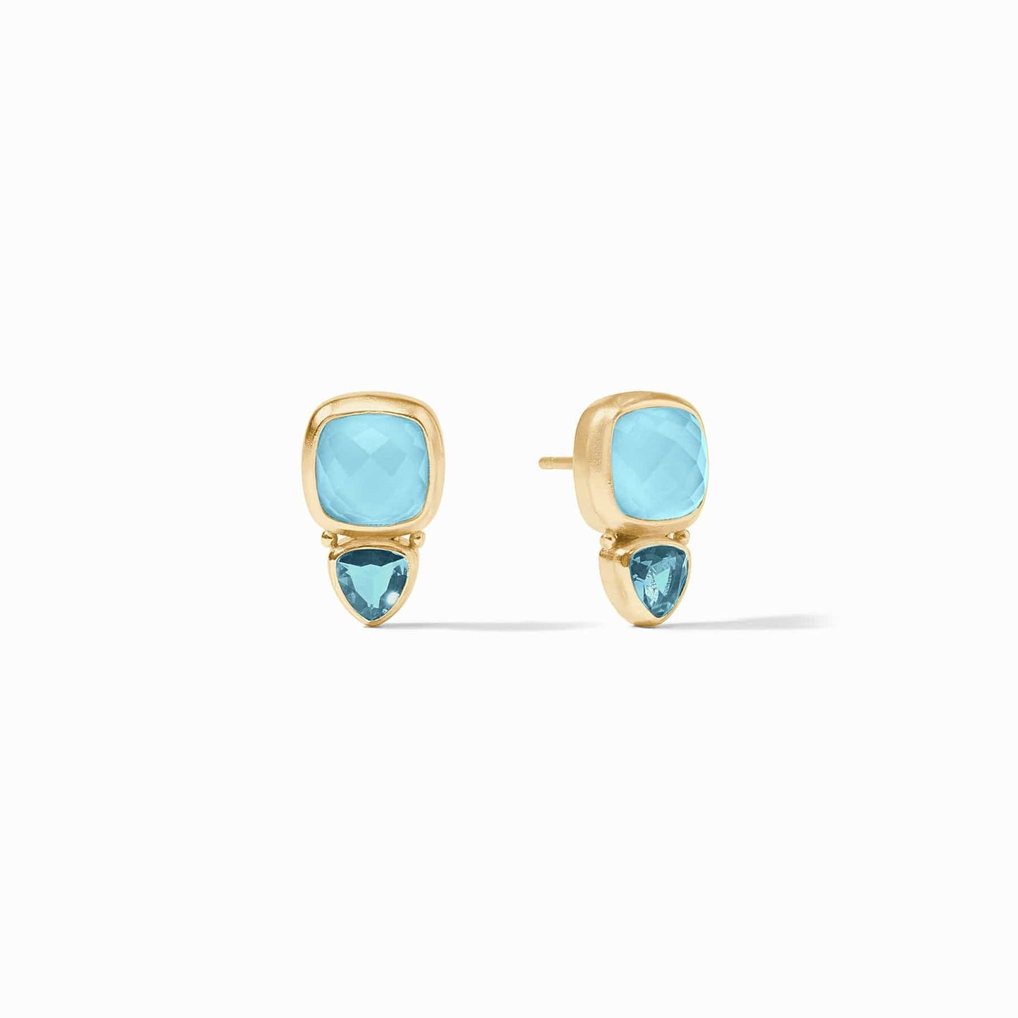 EAR-GPL Iridescent Capri Blue Aquitaine Duo Stud Earrings