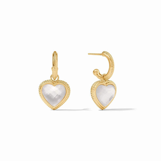 EAR-GPL Iridescent Clear Crystal Heart Hoop & Charm Earrings
