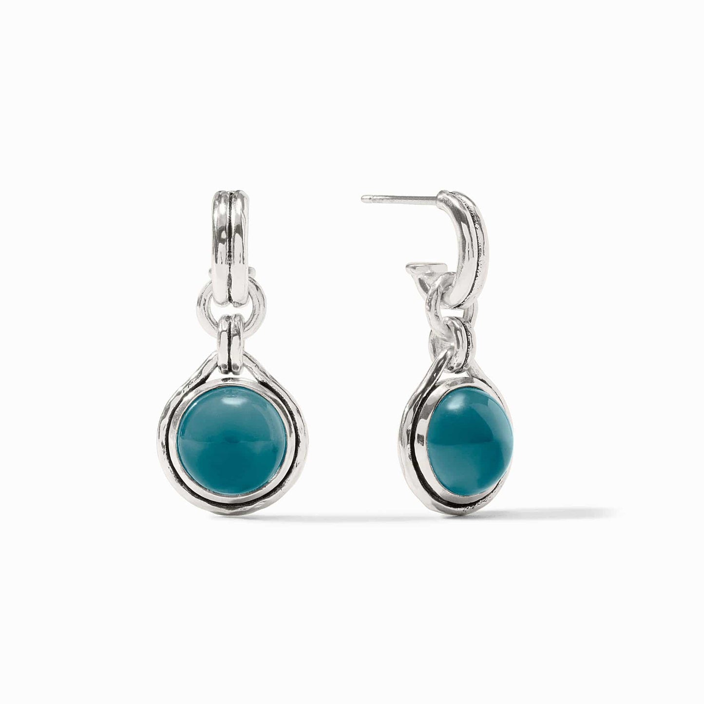 EAR-GPL Iridescent Montana Blue Silver Solara Hoop & Charm Earrings