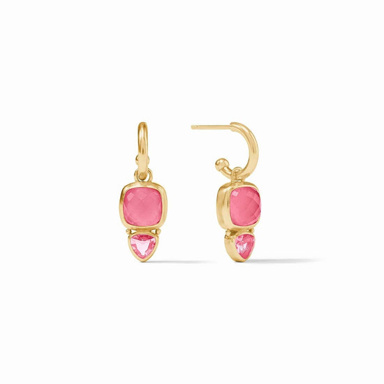 EAR-GPL Iridescent Peony Pink Aquitaine Duo Hoop & Charm Earring