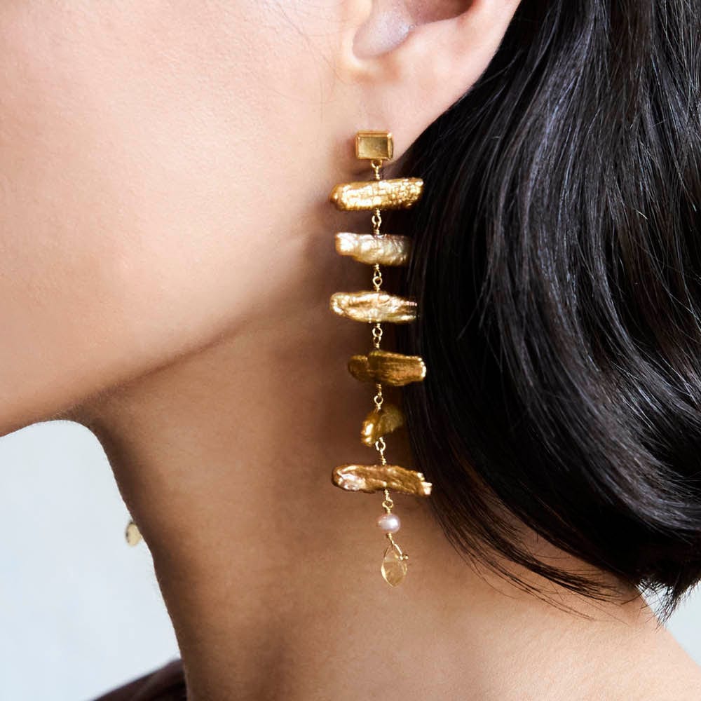 EAR-GPL Isadora Earrings Gold Pearl