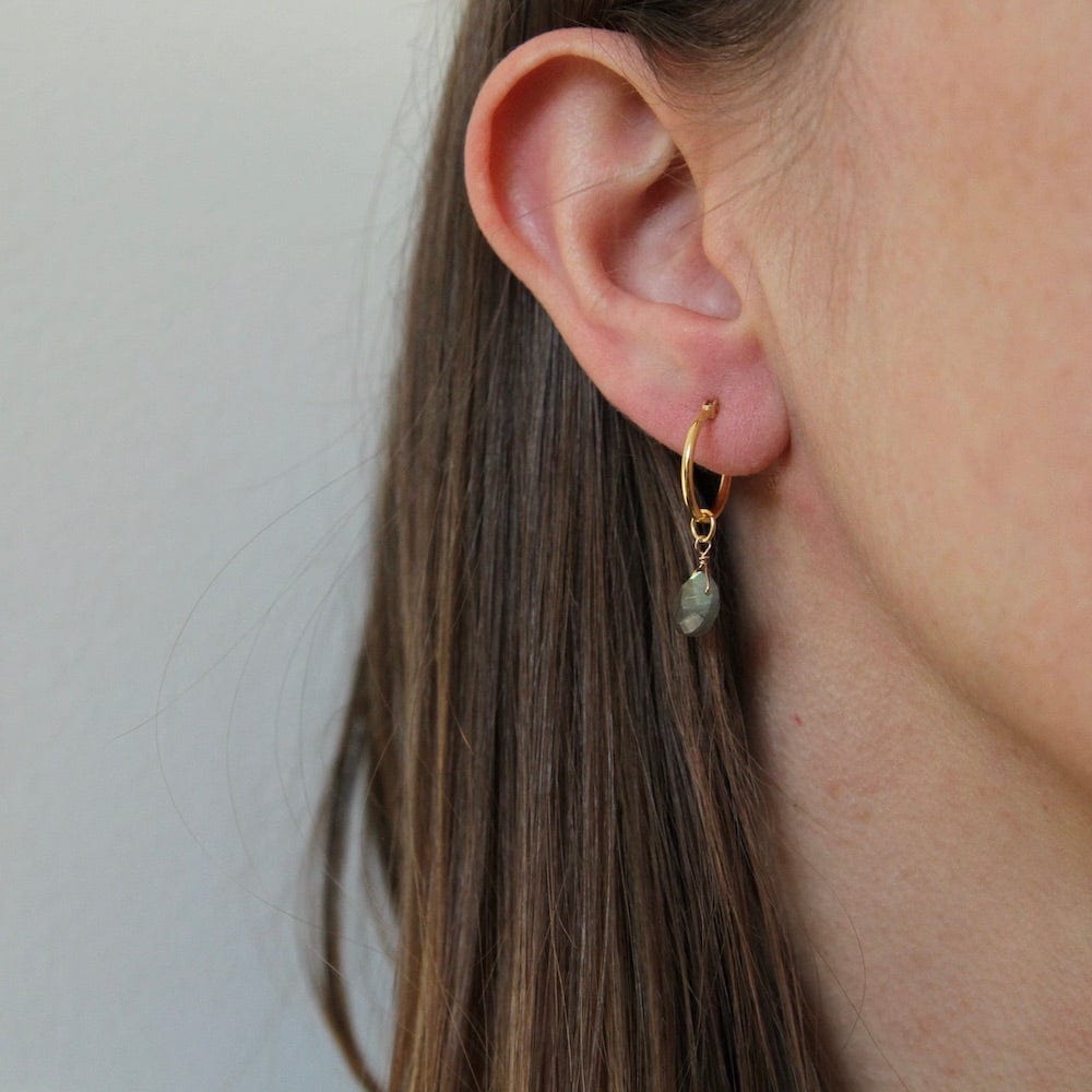 EAR-GPL Kaia Hoops ~ Labradorite Drop