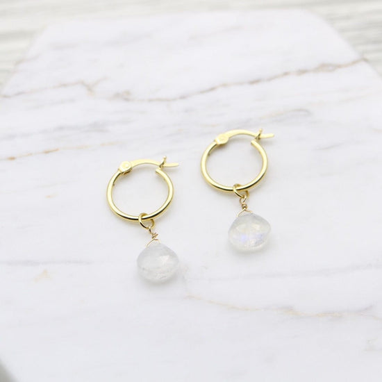 EAR-GPL Kaia Hoops ~ Moonstone Drop