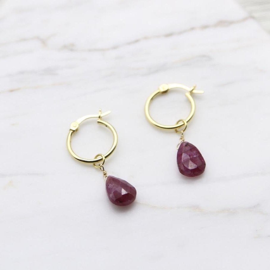 EAR-GPL Kaia Hoops ~ Ruby Drop