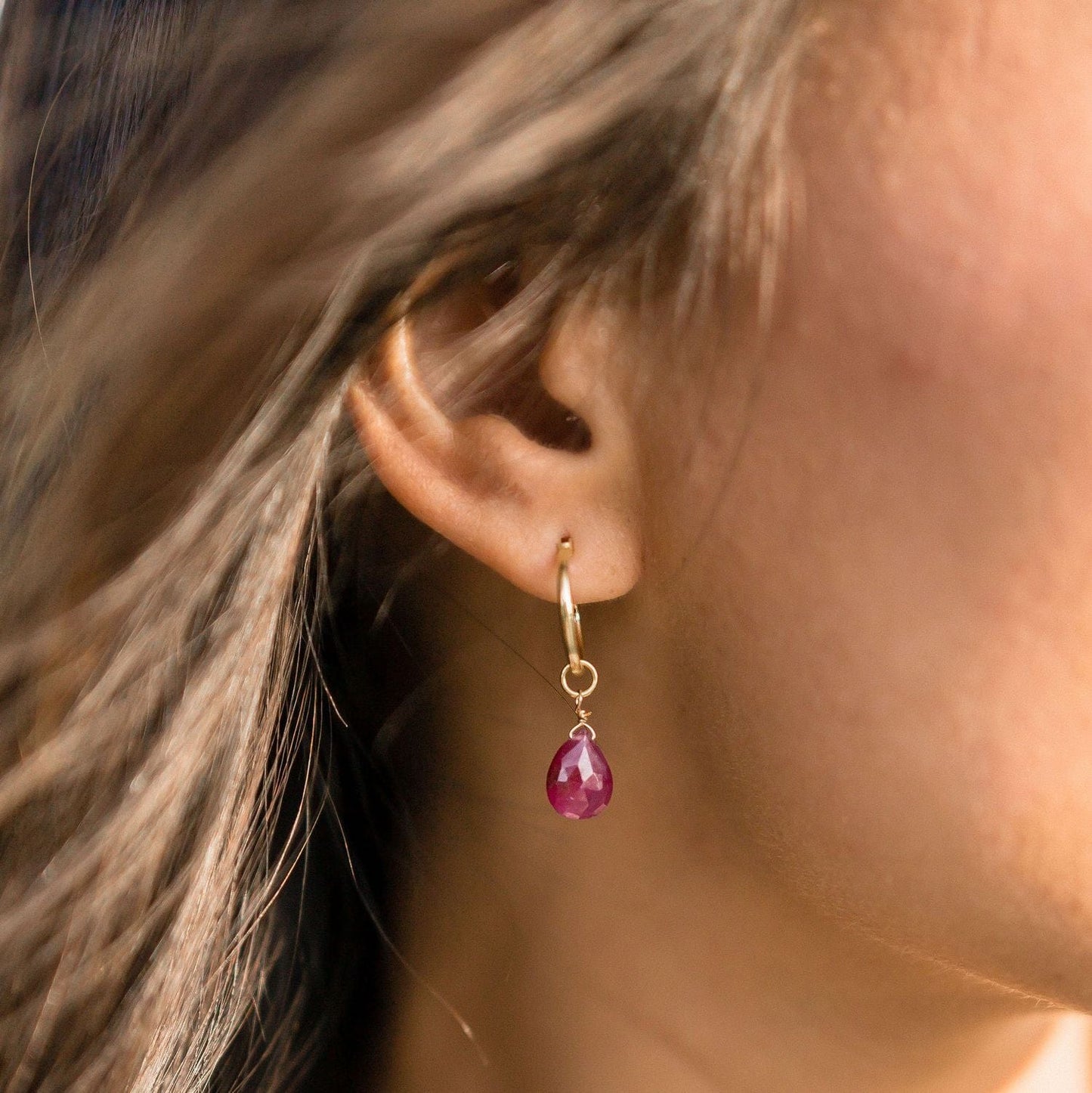 EAR-GPL Kaia Hoops ~ Ruby Drop