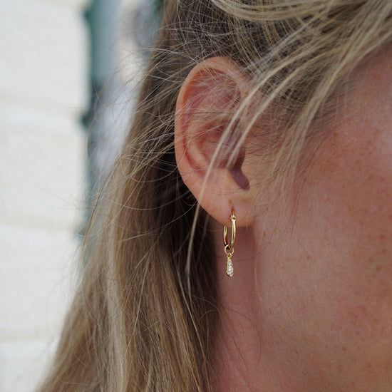 EAR-GPL Kaia Hoops with CZ Dew Drop - Gold
