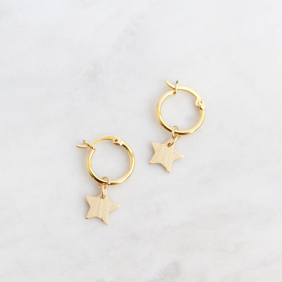 EAR-GPL Kaia Hoops with Star Drop - 18K Gold Plated Silver