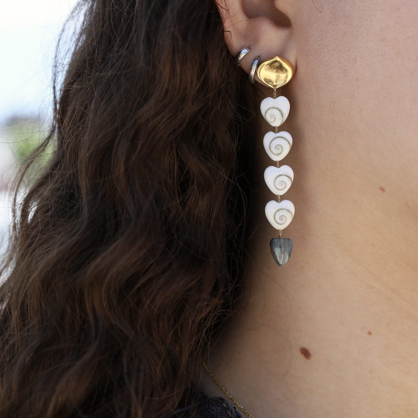 EAR-GPL Labradorite Amour Spiral Tiered Earrings