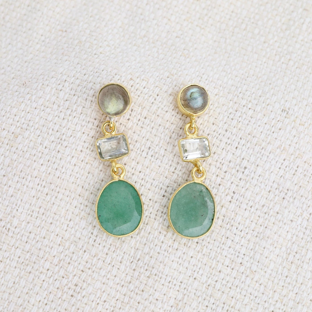 EAR-GPL Labradorite, Aventurine & Green Amethyst Earrings