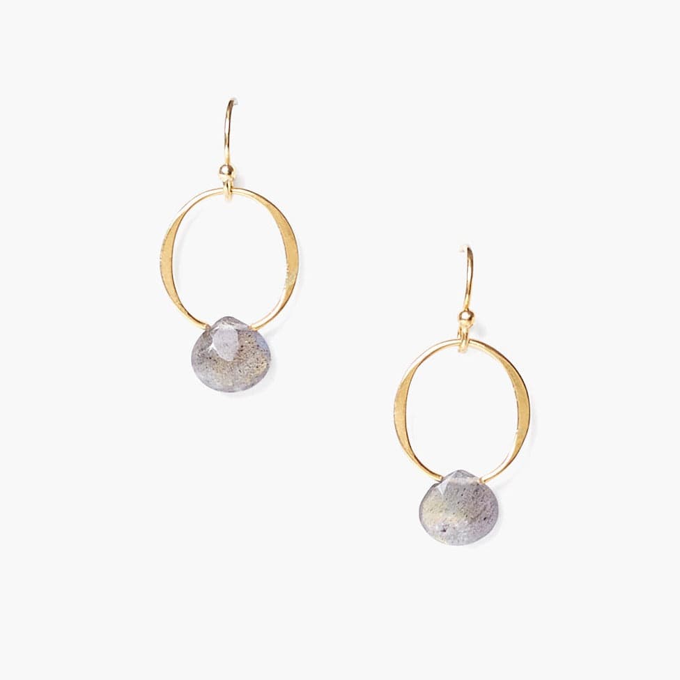 EAR-GPL Labradorite Circle Link Gold Hoops