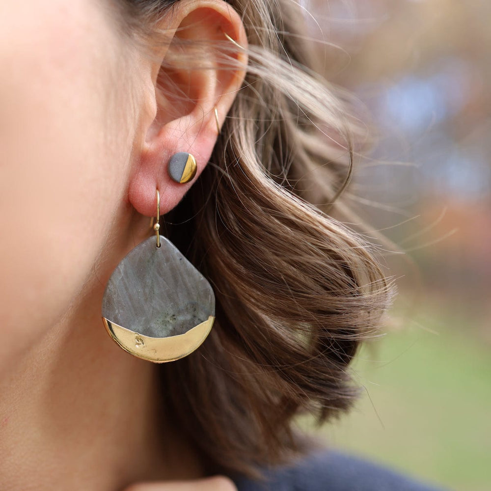 EAR-GPL Labradorite Gold Dipped Teardrop Earring