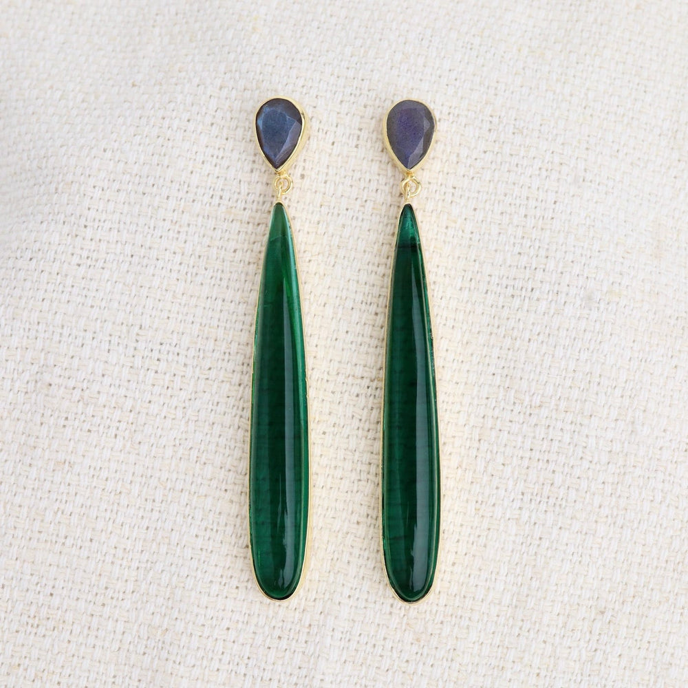 EAR-GPL Labradorite & Long Teardrop Tourmaline Earring