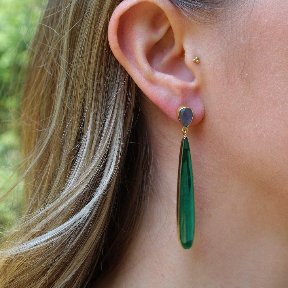 EAR-GPL Labradorite & Long Teardrop Tourmaline Earring