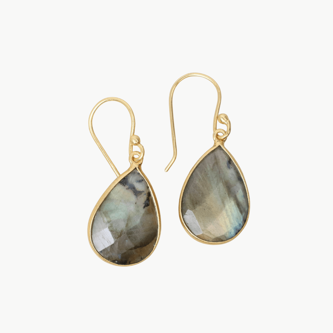 EAR-GPL Labradorite Pear Shaped Bezel Earrings