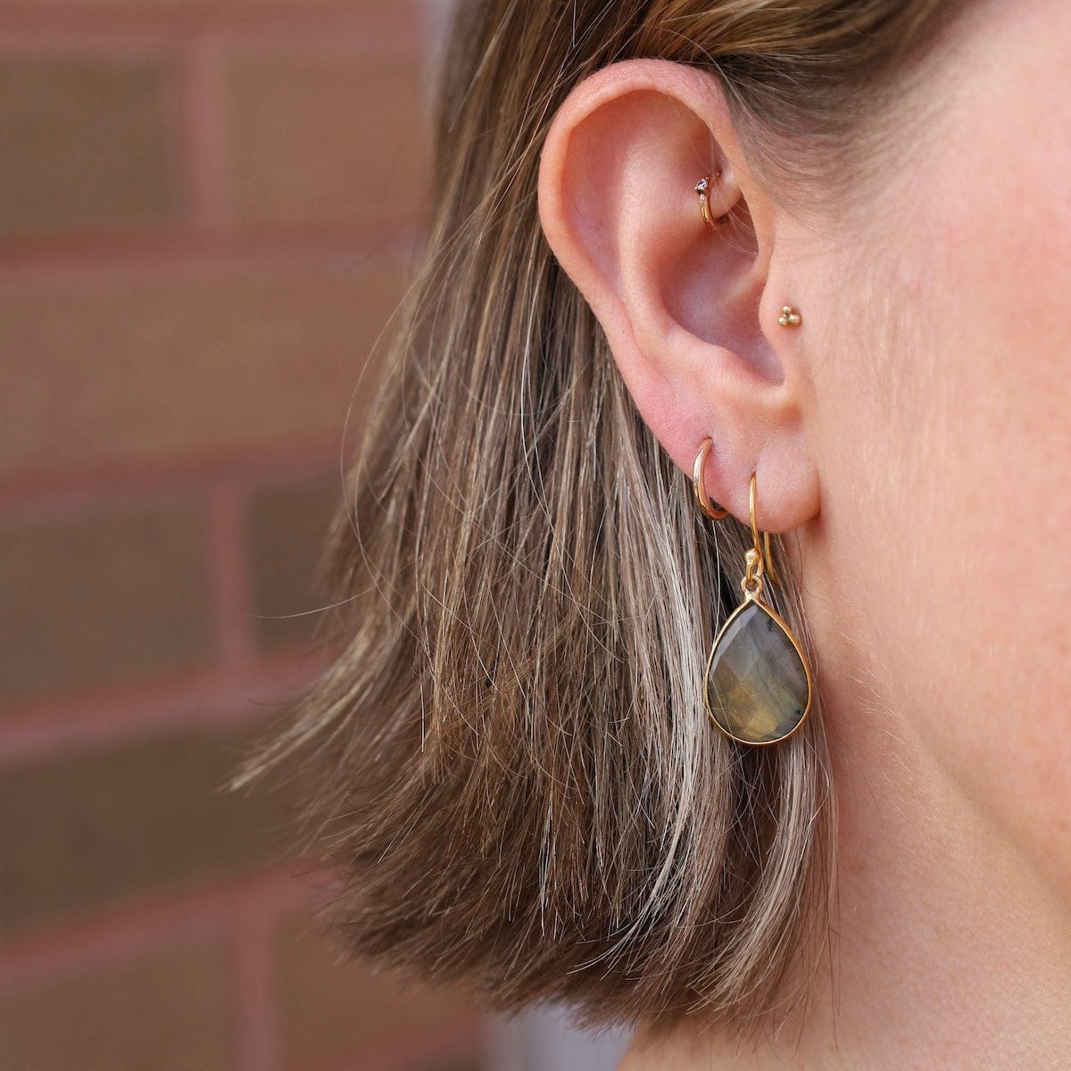 EAR-GPL Labradorite Pear Shaped Bezel Earrings