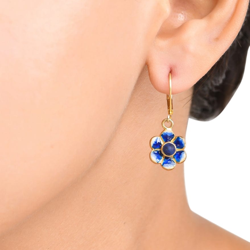 EAR-GPL Lapis Gold Plated Brass Enamel Earring