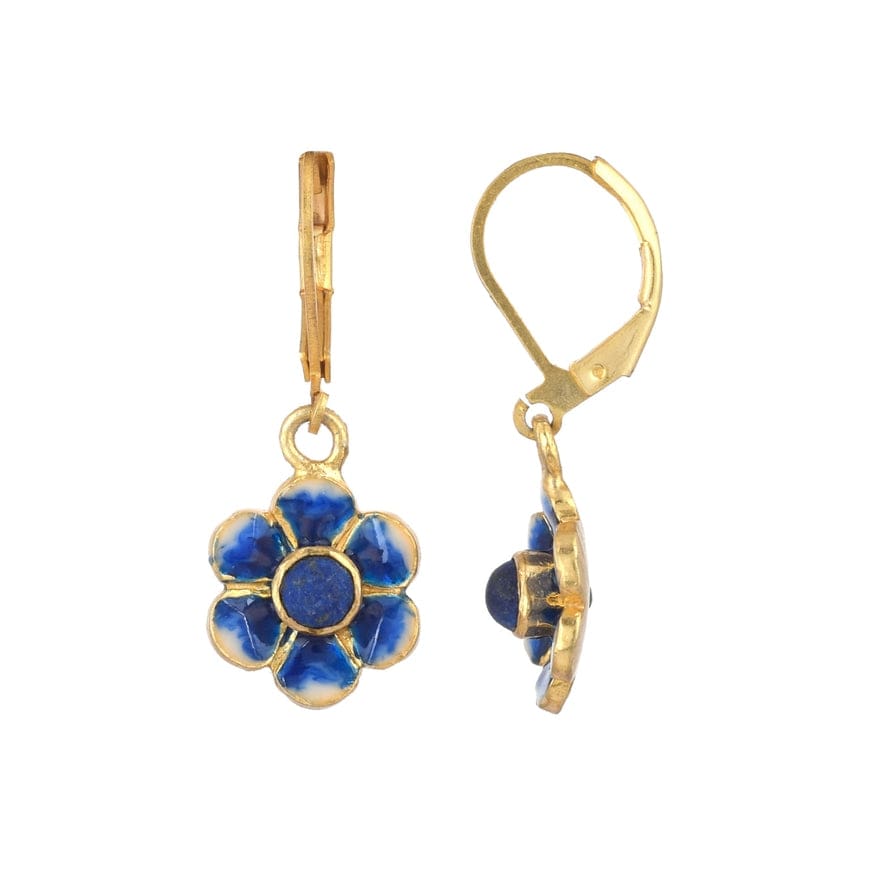 EAR-GPL Lapis Gold Plated Brass Enamel Earrings